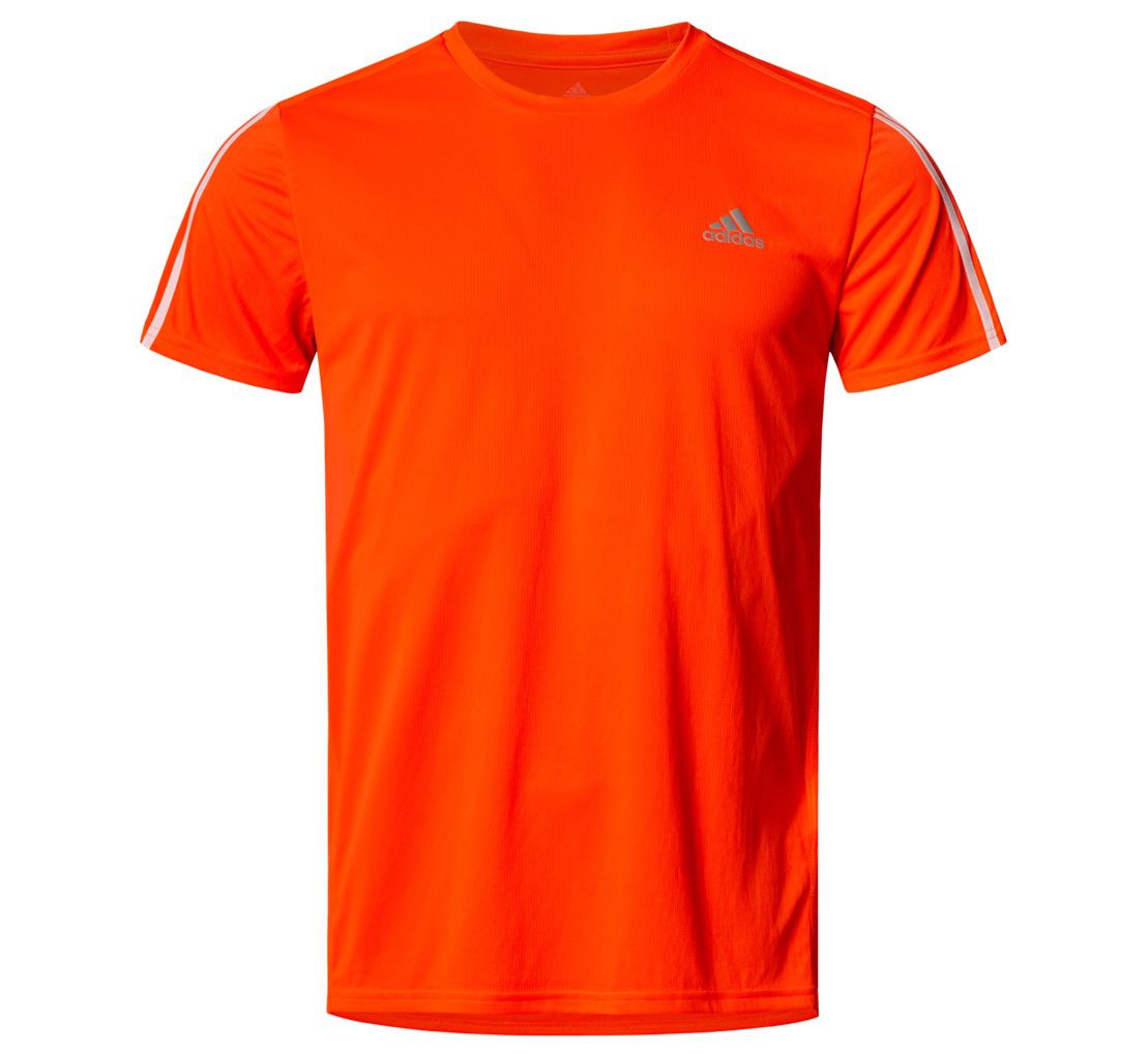 adidas Running 3 Stripes Herren Laufshirt in Orange für 10,99€ (statt 16€)