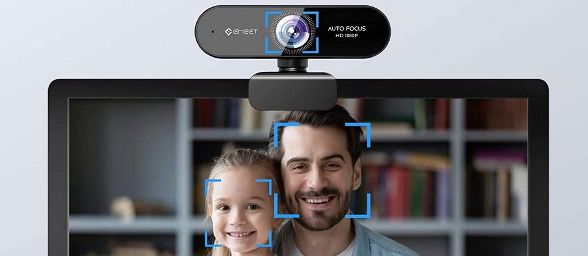 eMeet 1080P Webcam mit 2 Mikrofonen mit Autofokus, Low Light Korrektur für 36,43€ (statt 50€)