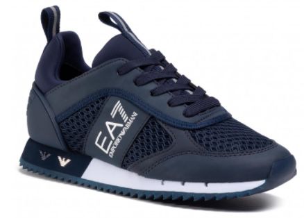 Emporio Armani EA7 Sneaker in Weiß und Blau für 128€ (statt 160€)