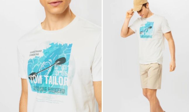 Tom Tailor T Shirt mit türkisem Sommer Motiv für 6€ (statt 11€)   L, XL, XXL