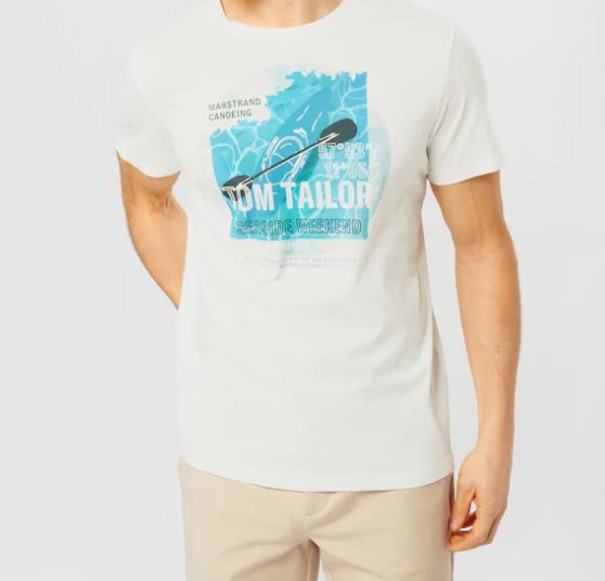 Tom Tailor T Shirt mit türkisem Sommer Motiv für 6€ (statt 11€)   L, XL, XXL