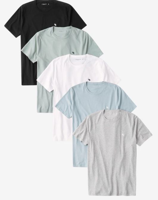 5er Pack Abercrombie & Fitch Rundhals Shirts für 59,90€ (statt 75€)