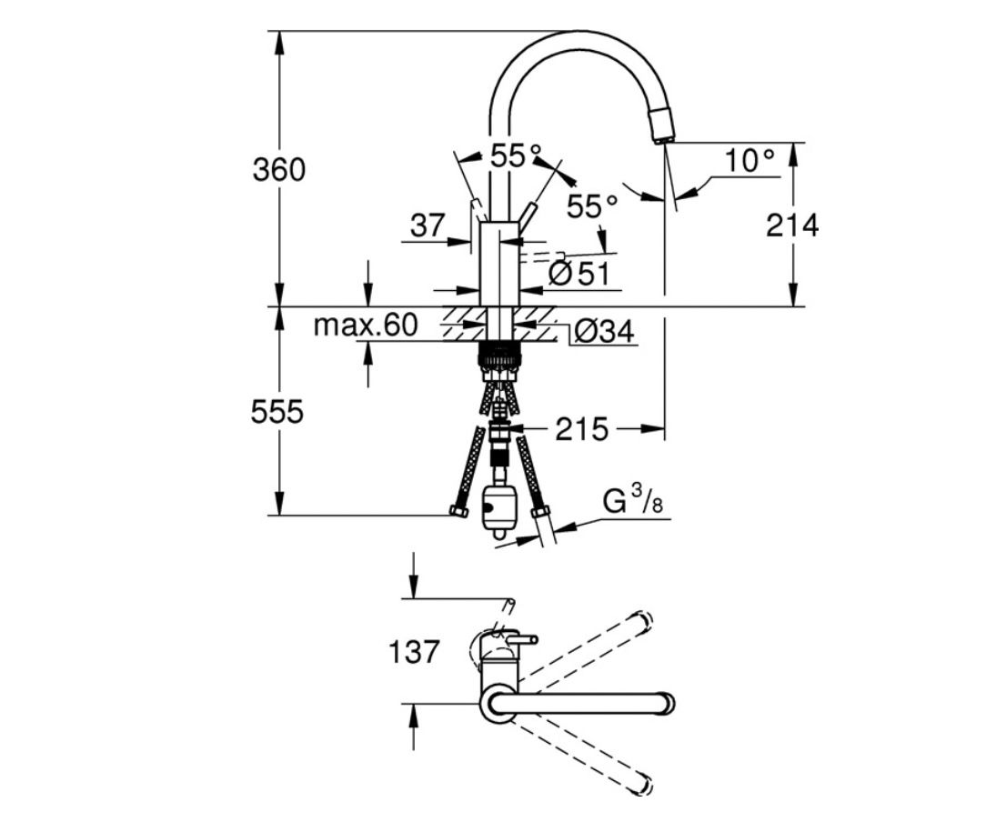 Grohe Einhand Spültischbatterie CONCETTO DN 15 für 90,28€ (statt 131€)