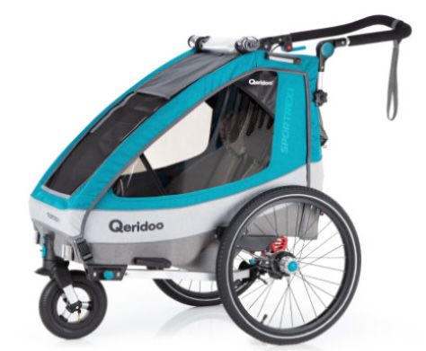 Qeridoo Kinderfahrradanhänger Sportrex1 (Modell 2020) in Petrol für 309,39€ (statt 369€)