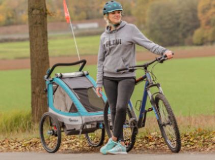 Qeridoo Kinderfahrradanhänger Sportrex1 (Modell 2020) in Petrol für 309,39€ (statt 369€)