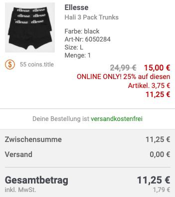 3er Pack ellesse Hali Boxershorts für 11,25€ (statt 23€)