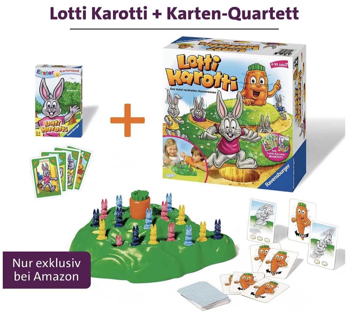 Ravensburger 20851  Lotti Karotti Gesellschaftsspiel + Quartett Kartenspiel für 16,99€ (statt 22€)   Prime