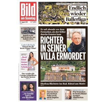 3 Mon. BILD am Sonntag Abo für 31, 85€ + Prämie: z.B. 30€ Scheck (oder 6 Mon. für 63,70€ und 60€ Scheck)