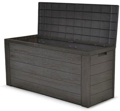 dynamic24 Auflagenbox Woody in Holzoptik grau für 34,99€ (statt 40€)