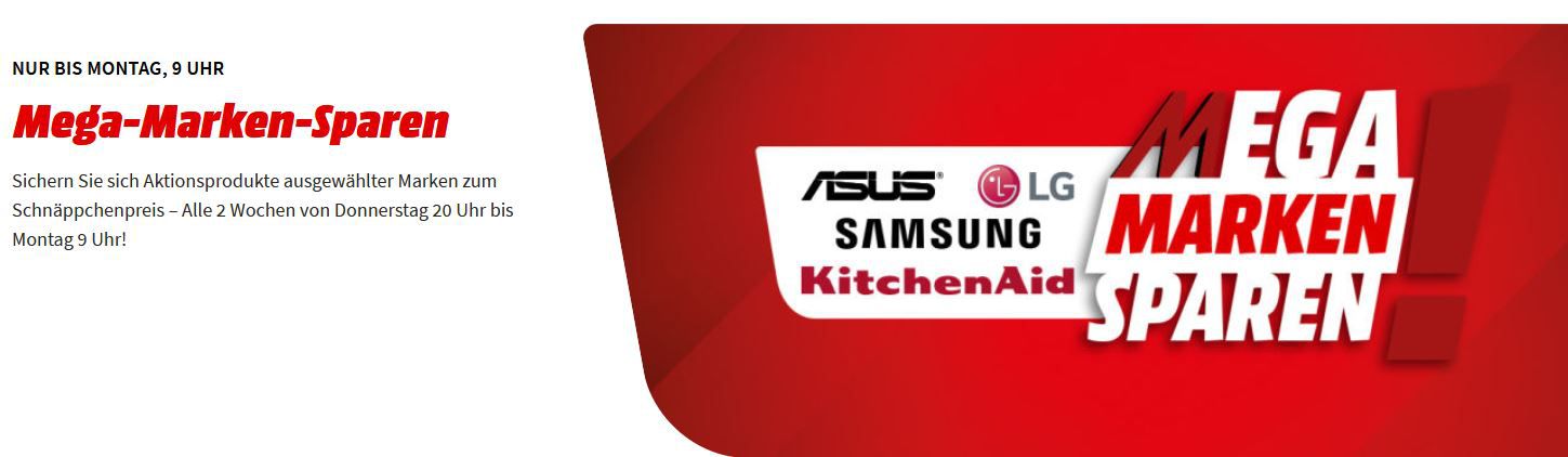 Top! Media Markt Mega Marken Sparen: günstiges von ASUS, LG, Samsung und KitchenAid