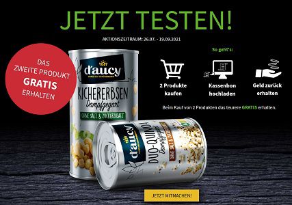 2 x d’aucy Dosengemüse kaufen, für 1 Artikel Geld zurück holen