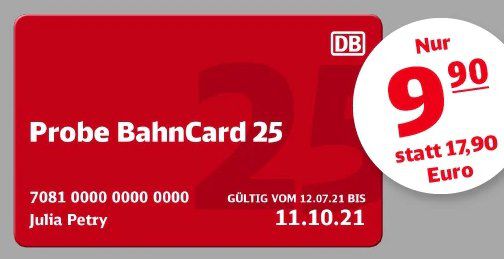 DB: 3 Monate Probe BahnCard 25 für je 9,90€ mtl. (statt 18€)