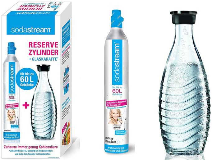 SodaStream CO2 Zylinder 60 L + 1 Glaskaraffe für 25,19€ (statt 41€)
