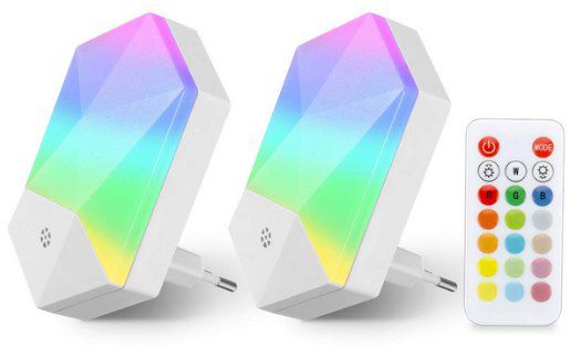 2er Pack: KINGSO LED RGB Nachtlichter mit Fernbedienung für 11,89€ (statt 16€)   Prime