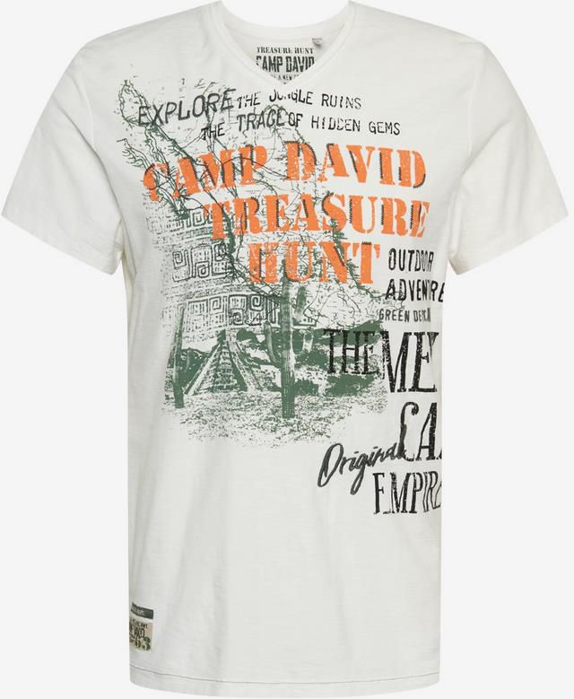 Camp David T Shirt mit V Ausschnitt in khaki für 24,43€ (statt 34€)