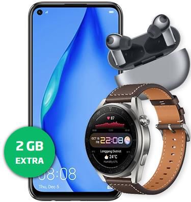 Huawei P40 Lite + Watch 3 LTE + FreeBuds Pro für 25€ mit Blau.de O2 Allnet Flat mit 15GB LTE für 25,99€ mtl.