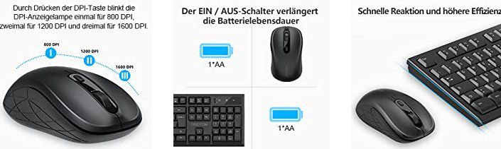 Omoton WK205 kabelloses Tastatur & Maus Set für 16,19€ (statt 27€)