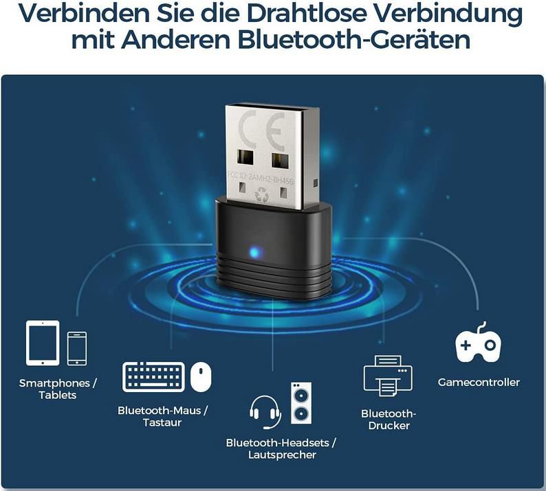 Bluetooth 5.0 USB Adapter   Empfänger und Sender z.B. für Maus, Tastatur, Lautsprecher etc. für 4,99€ (statt 9,99€)