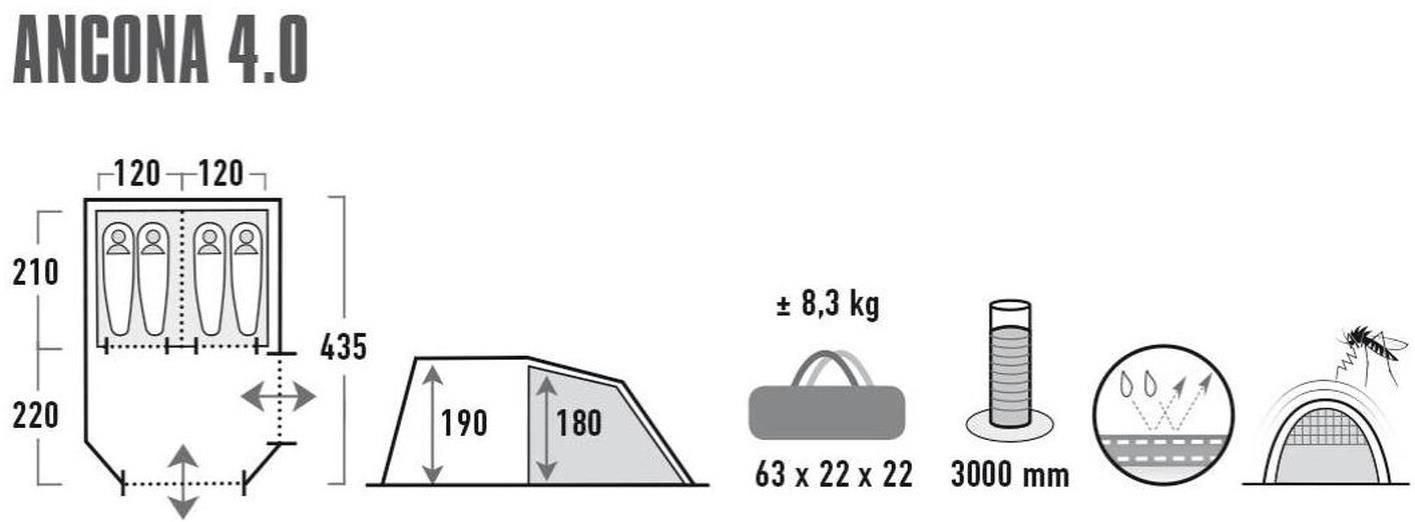 High Peak Tunnelzelt   Ancona 4.0 für 149,90€ (statt 170€)