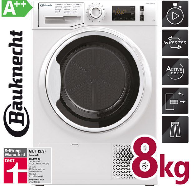 Bauknecht TKLM1182 Wärmepumpentrockner (8 kg) für 379,99€ (statt 510€)