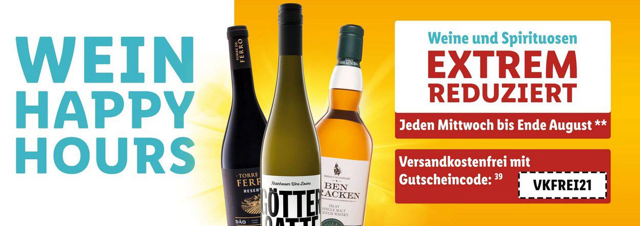 Lidl: Wein Happy Hours mit wechselnden Angeboten   z.B. Captian Morgan Spiced Gold (0,7L) für 9,99€ (statt 15€)