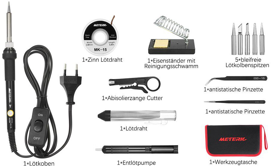 Meterk Lötkolbenset mit 5 Lötspitzen für 11,99€ (statt 20€)