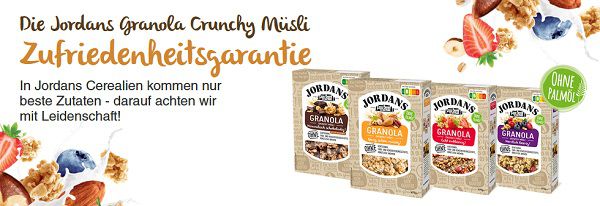 Jordans Granola Crunchy Müsli ausprobieren   bei Unzufriedenheit Geld zurück