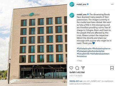 Gratis: Zimmer für Hochwasserbetroffene in Motel One in Köln, Bonn und Essen