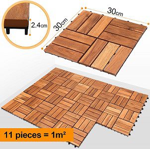 EINFEBEN 1 m² Holzfliesen aus Akazienholz (30 x 30 cm) für 20,29€ (statt 29€)   Prime