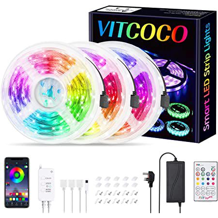 3x5m VITCOCO RGB LED Streifen mit Fernbedienung & App Steuerung für 13,49€ (statt 27€)   Prime