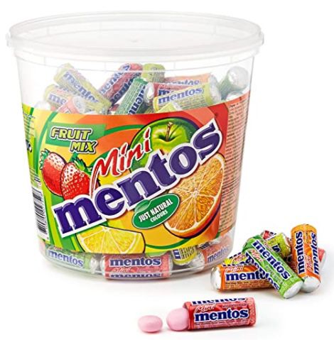 Amazon: Süßigkeiten & Snacks für die Schultüte   z.B. 120er Mini Mentos Fruit Mix ab 10,44€ (statt 14€)