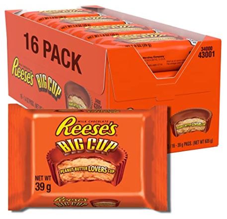 16er Pack Reeses Big Cup Standard Bar Erdnussbutter Cup Riegel für 14,14€ (statt 20€)   Prime