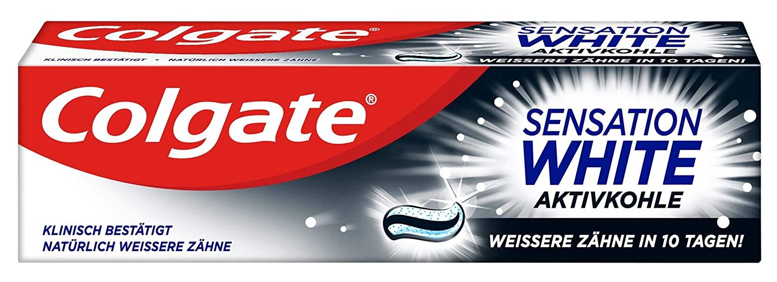 5er Pack Colgate Zahnpasta Sensation White mit Aktivkohle für 4,69€   Prime Sparabo