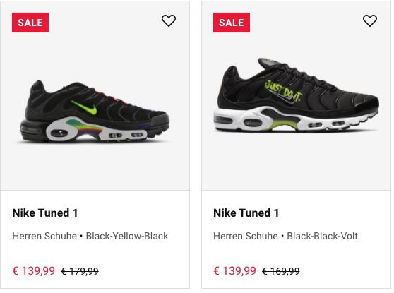 Foot Locker: bis zu 30% Rabatt auf ausgewählte Nike Air Max   z.B. Nike Tuned 3 für 89,99€ (statt 139€)