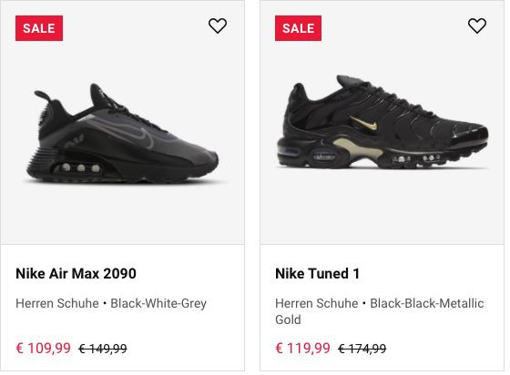 Foot Locker: bis zu 30% Rabatt auf ausgewählte Nike Air Max   z.B. Nike Tuned 3 für 89,99€ (statt 139€)