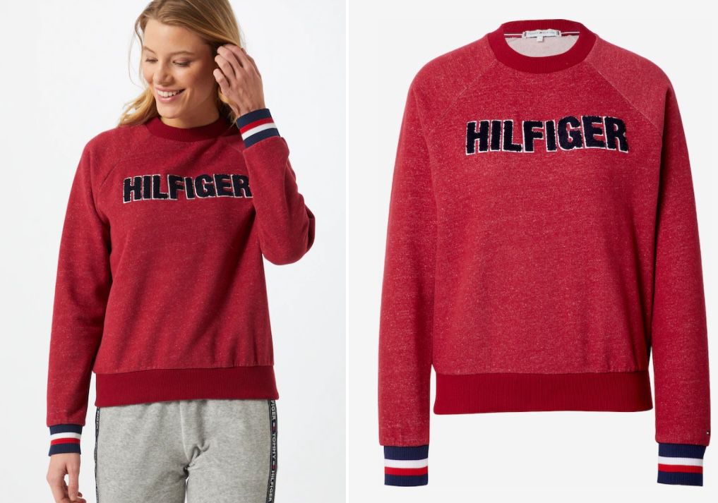 Tommy Hilfiger Damen Sweatshirt mit Fleece Logo in Dunkelrot für 25,96€ (statt 39€)