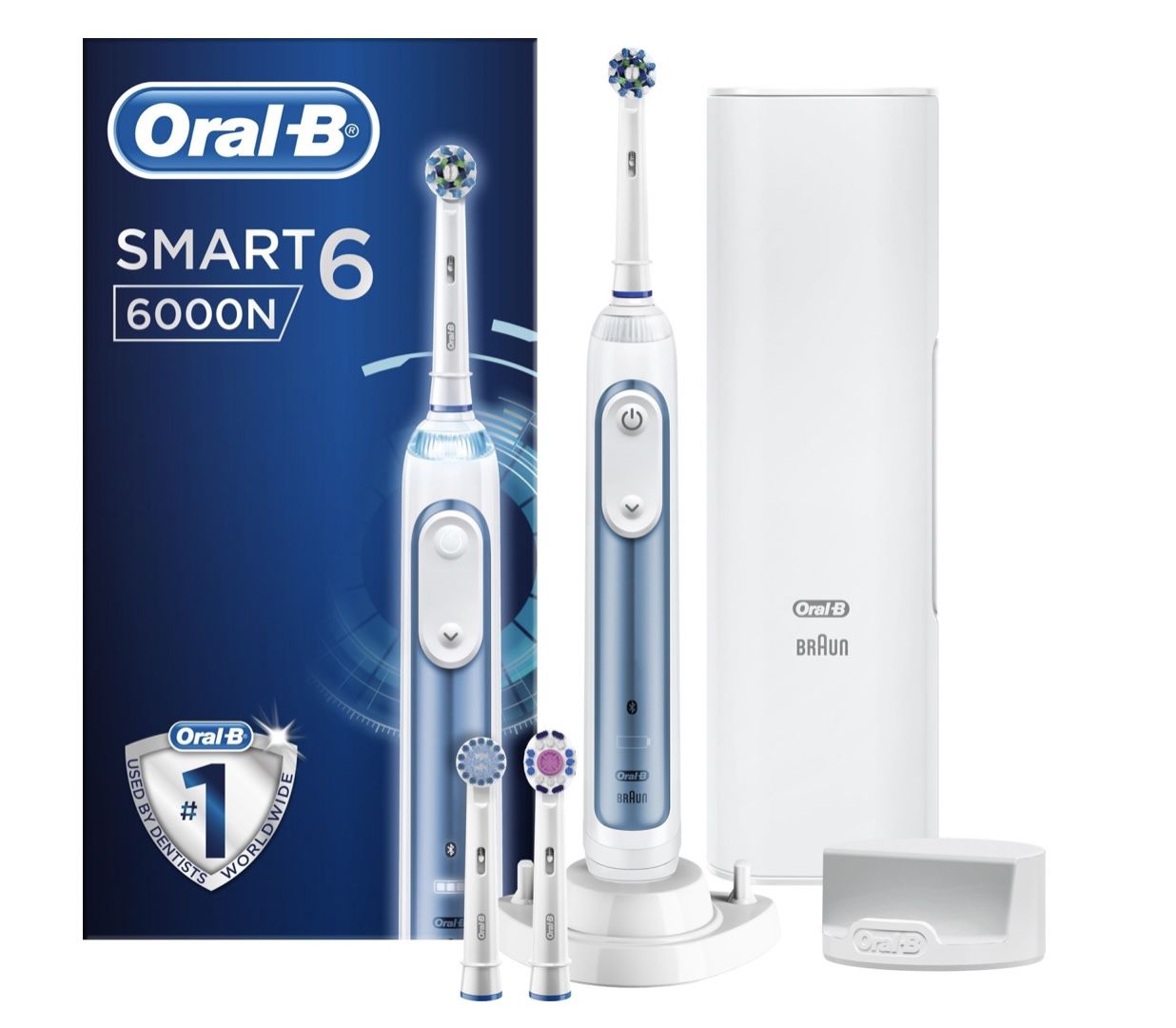 Oral B Smart 6 6000N Elektrische Zahnbürste in Weiß/Blau für 74,99€ (statt 85€)