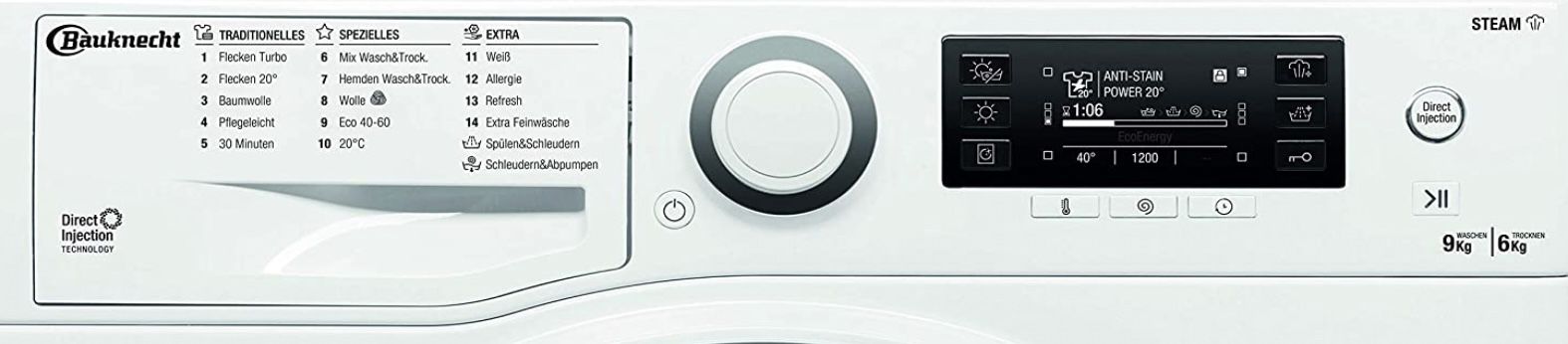 Bauknecht WATK Sense 96L6 DE N Waschtrockner (9 bzw. 6 kg) für 478,95€ (statt 563€)
