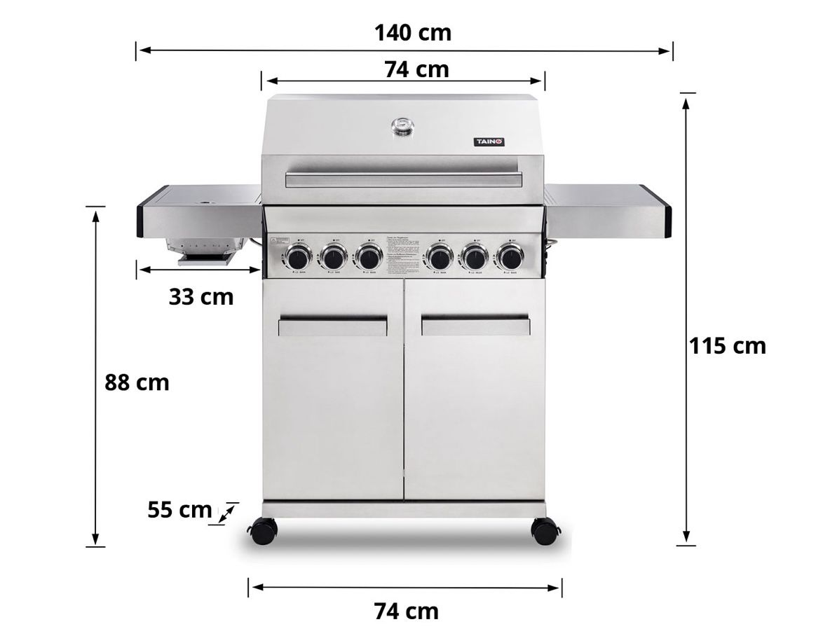 TAINO Platinum 4+2 Gasgrill Set aus Edelstahl inkl. Haube 529,90€ (statt 579€)