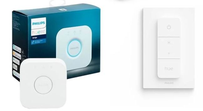 4er Pack Philips Hue White Ambiance GU10 Bluetooth Leuchten + Dimmerschalter (V2) + Bridge für 100,39€ (statt 122€)