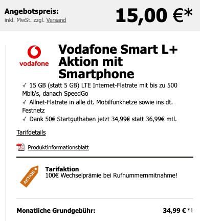 🔥 Apple iPhone 12 64GB für 15€ (128GB in Violett 69€) + Vodafone Allnet Flat mit 15GB LTE für 34,99€ mtl.