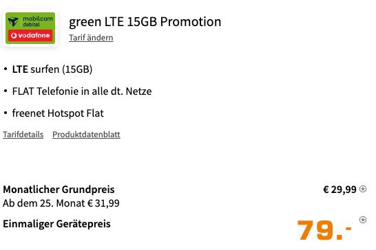 Apple iPhone 12 Mini 128GB für 79€ + Vodafone Allnet Flat mit 15GB LTE für 29,99€ mtl.