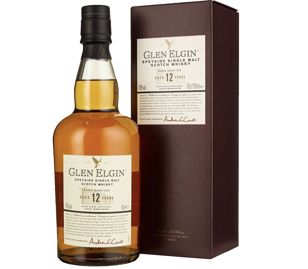 Glen Elgin 12 Jahre Speyside Single Malt Scotch Whisky (43% Vol.) für 27,04€ (statt 38€)