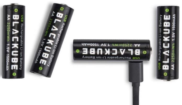 Blackube AA 4 wiederaufladbare Akku 1.5V/2250mWh für 16,49€ (statt 33€)