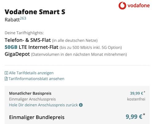 PlayStation 5 Disc God of War Headset Bundle für 9,99€ + Vodafone Allnet 50GB 5G/LTE für 39,99€ mtl.