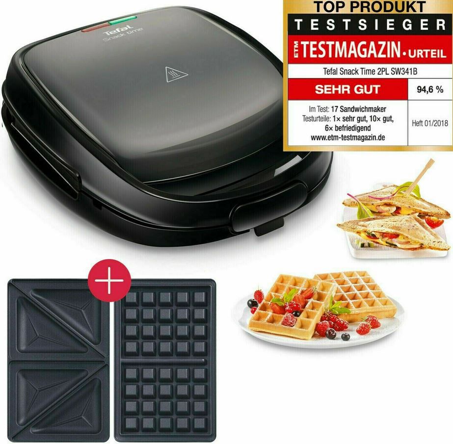 Tefal Snack Time SW341B Waffel und Sandwich Toaster für 53,99€ (statt 68€)