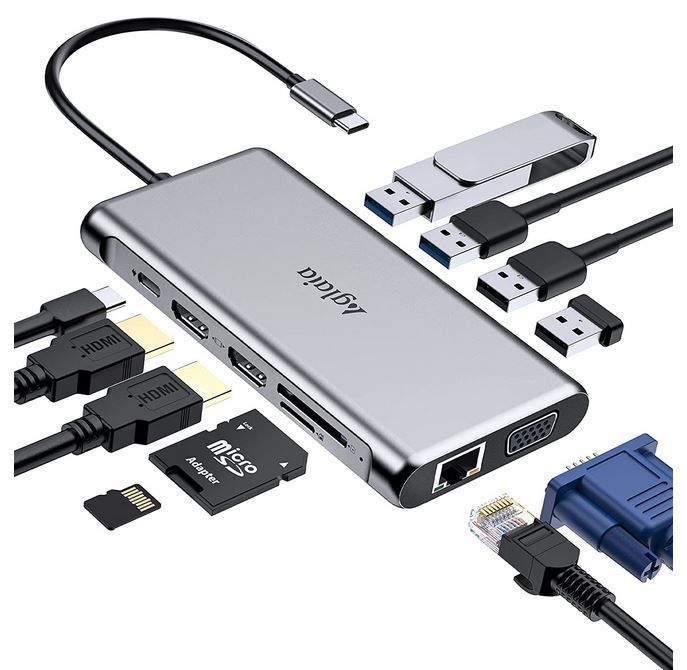 Aglaia 12 in 1 Docking Station HDMI, GB Ethernet und mehr für 48,99€ (statt 70€)