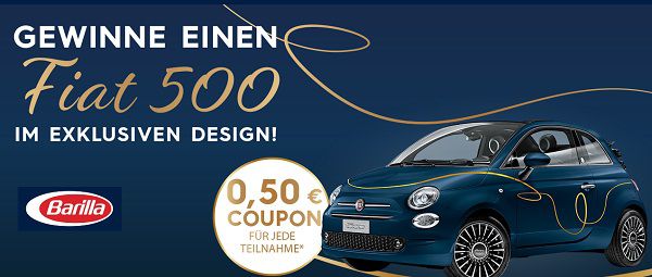 0,50€ Rabatt Coupon mit Kauf von Barilla Pasta Collezione erhalten sowie Chance auf einen FIAT 500C Hybrid Cabrio