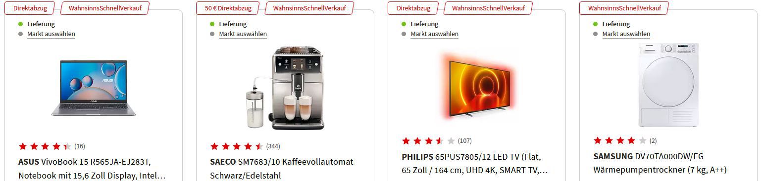 MediaMarkt WSV Aktion   z.B. Asus VivoBook 15R 15,6 Zoll Full HD Notebook für 519€ (statt 595€)