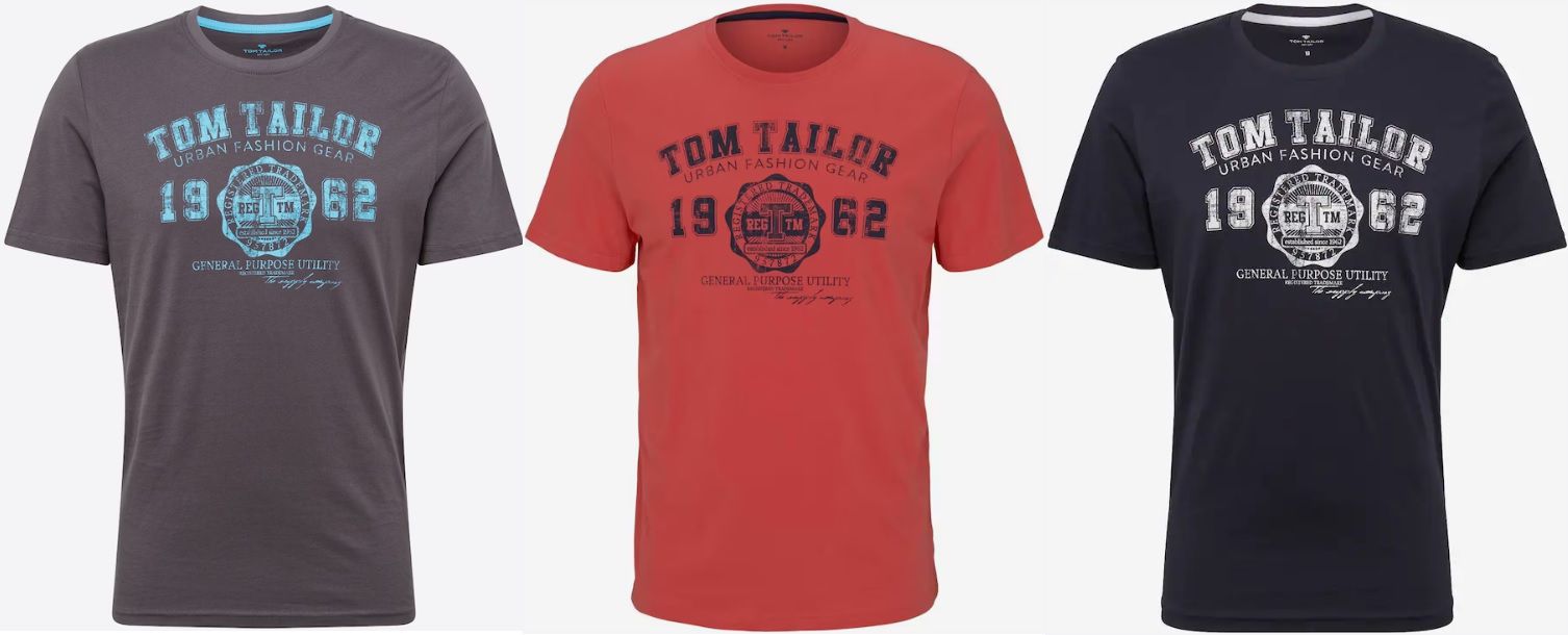Tom Tailor   T Shirts mit Logodruck in verschiedenen Farben ab 6,93€ (statt 9€)